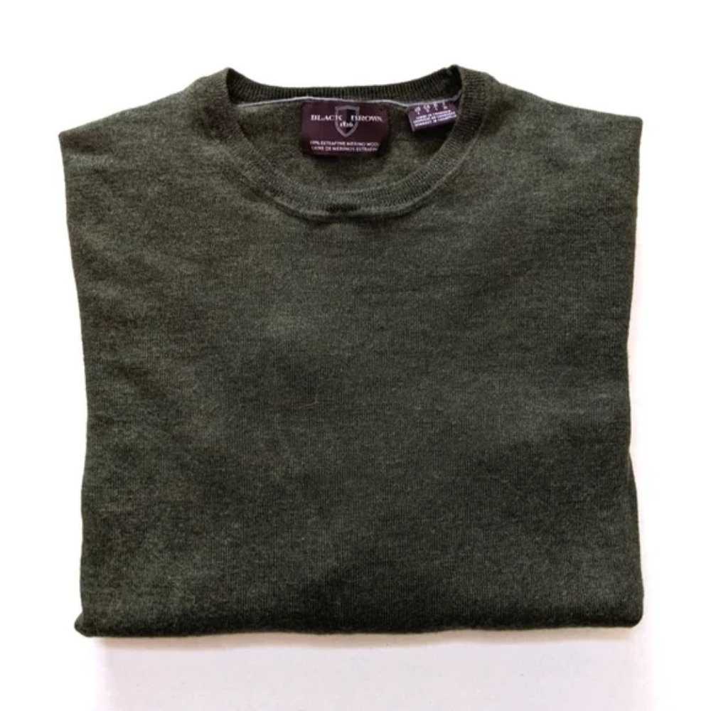 Black Brown 1826 Merino Wool Crewneck Sweater